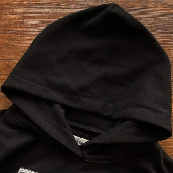 Cavermpt Black Long Sleeve Sweatshirt Portrait Hood Abstract Print - Picture 10 of 16